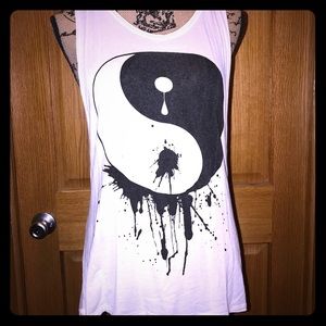 Ying yang sheer back tank top